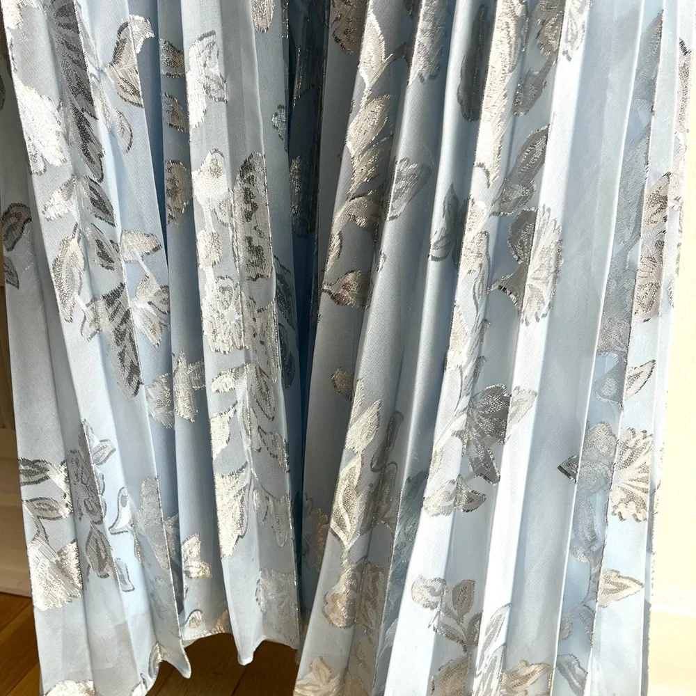 Self-Portrait Blue and Silver Flutter Sleeve Gown - Picture 5 of 7